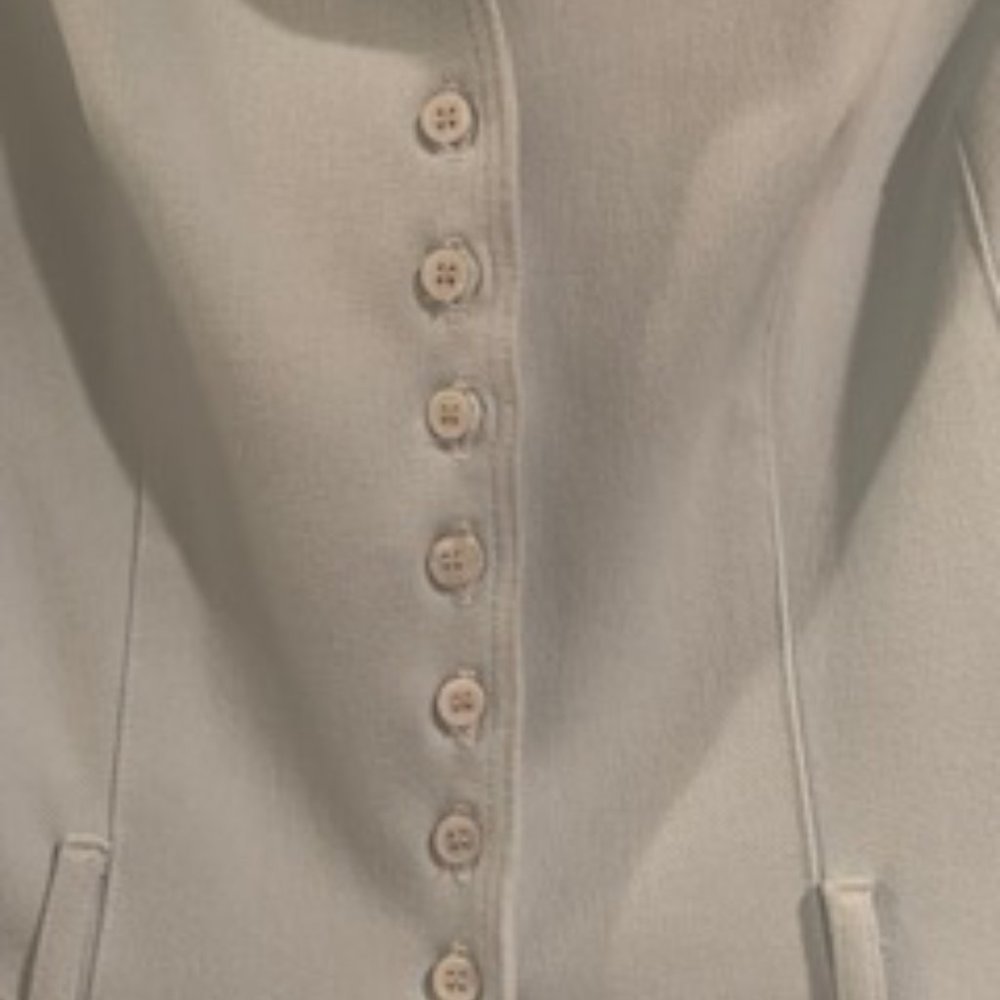 Baby blue tapered jacket with french cuffs in fine knit - Picture 3 of 9